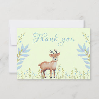 Cute Fawn Boy Baby Shower Thank You Card