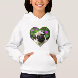 Cute Fawn Coloured Pug Puppy Dog Face Photo Heart