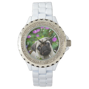 Cute Fawn Coloured Pug Puppy Dog - women Watch