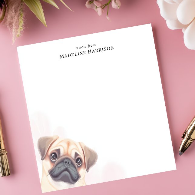 Cute Fawn Pug Dog Lover's Personalised Notepad (Creator Uploaded)