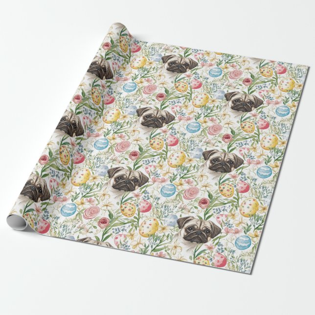 Cute fawn pugs adorable dog  wrapping paper (Unrolled)