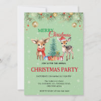 Cute Fawn reindeer Santa MERRY Christmas Party