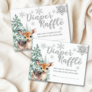 Cute Fawn Snow Winter Baby Shower Diaper Raffle Enclosure Card