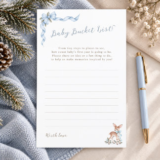 Cute Fawn Winter Baby Boy Shower Bucket List