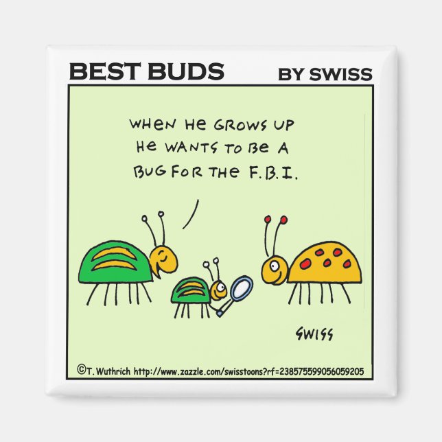 Cute FBI Bug Cartoon Art Funny Bugs Magnet (Front)