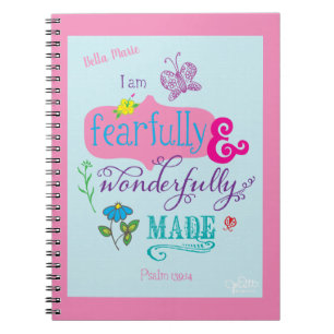Cute Fearfully and Wonderfully Made Bible Verse Notebook