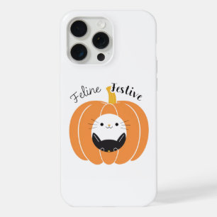 Cute Feline Festive Pumpkin Cat Halloween iPhone 1 15 Pro Max Case