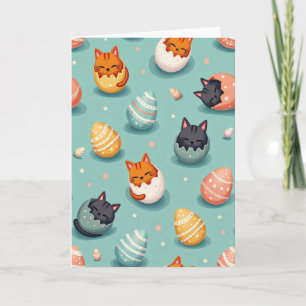 Cute Feline Hatching Pattern Card