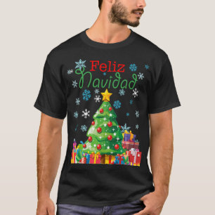 Cute Feliz Navidad Christmas Tree Spanish Mexican T-Shirt