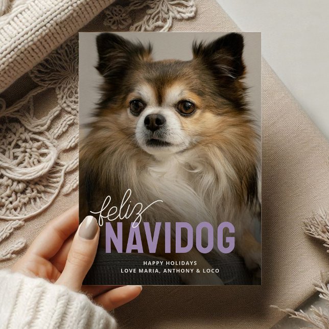 Cute Feliz Navidog Pet Photo Christmas Holiday Card (Creator Uploaded)