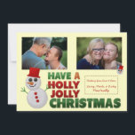 Cute Felt Snowman Holly Jolly Christmas Holiday Card<br><div class="desc">Cute Felt Snowman Holly Jolly Christmas Card You took all those felt pieces that had been sitting in your craft box since you were a teenager and decided to make something cute and fun for the holidays. Enter felt snowman guy! All of our designs are fully customisable! Change the names,...</div>