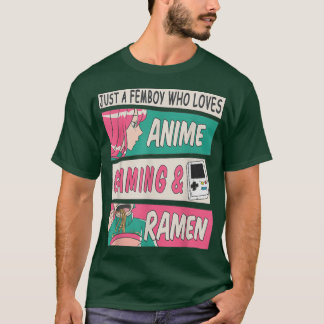Cute Femboy Anime Gaming & Ramen Design  Sissy Man T-Shirt