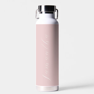 Cute Feminine Blush Pink Calligraphy Custom Name Water Bottle