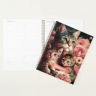 Cute Feminine Cat Lover's Planner with Mama Cat 