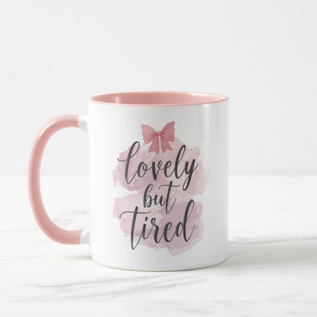 Cute Feminine Pink Bow Graphic Mug (Left)