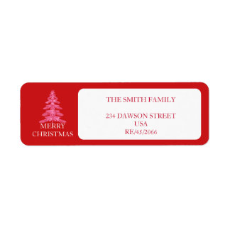 Cute Feminine Red White Pink Christmas Gift Return Address Label