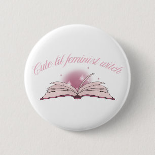 Cute Feminist Witch Pink Spell Book Girly 6 Cm Round Badge