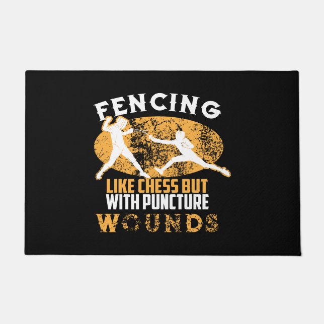 Cute Fencing Like Chess But With Puncture Wounds Doormat (Front)