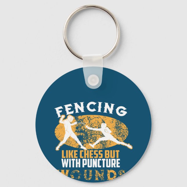 Cute Fencing Like Chess But With Puncture Wounds Key Ring (Front)