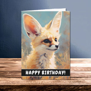Cute Fennec Fox Adorable Portrait Birthday Card