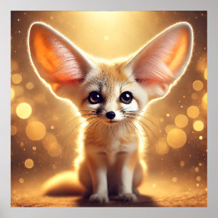 Cute Fennec Fox Fantasy Poster Adorable Wall Art