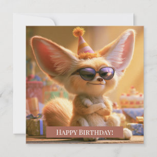 Cute Fennec Fox Happy Birthday Greeting Card