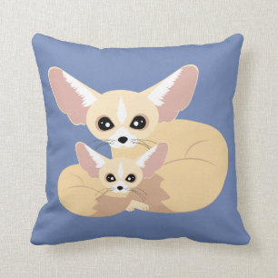 Cute Fennec Fox Mum and Baby Cushion
