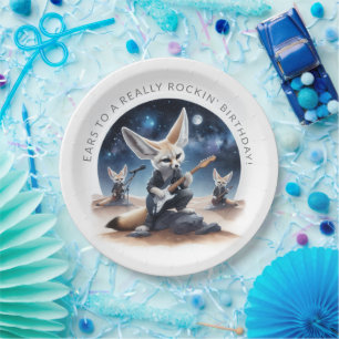 Cute Fennec Foxes Rocking Acoustic Guitars Paper Plate