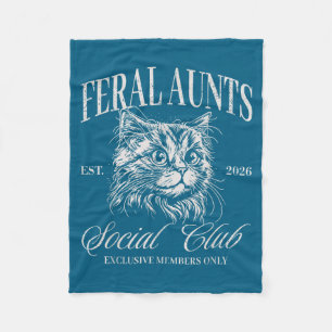 Cute Feral Aunt Social Club Cat Fleece Blanket
