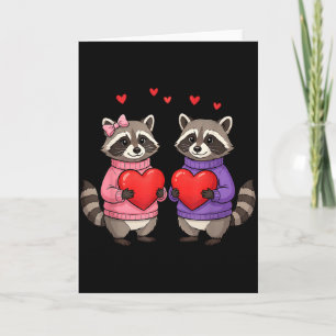 Cute Feral Racoon Valentine Love Heart Animal  Card