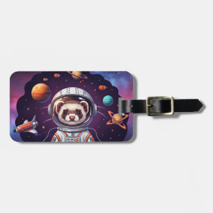 Cute Ferret Astronaut in Space Luggage Tag