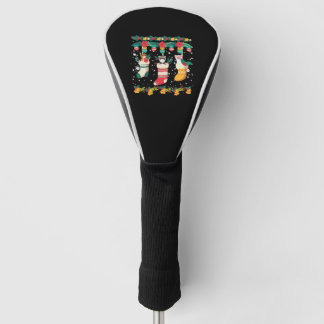 Cute Ferret Christmas Socks Xmas Lights Matching Golf Head Cover