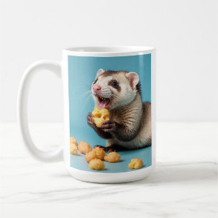 Cute Ferret Eating Cheese Puffs Coffee Mug