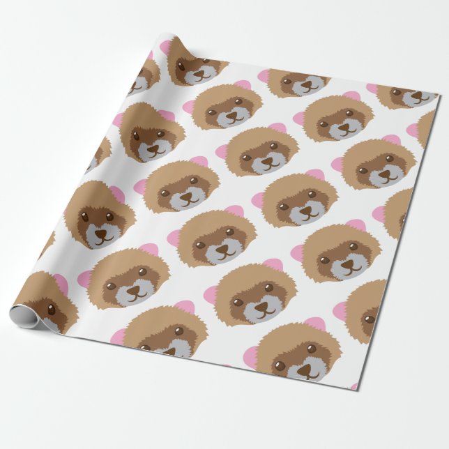 cute ferret face wrapping paper (Unrolled)