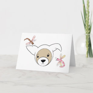 Cute Ferret in Easter Bunny Costume Holiday Card