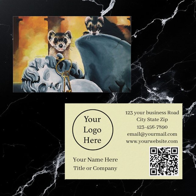 Cute Ferret Keys Cherub Business Card (Creator Uploaded)