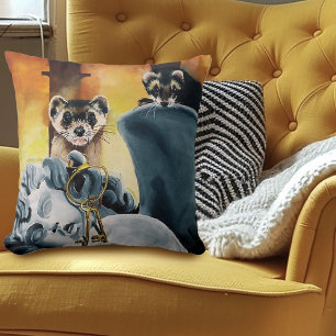 Cute Ferret Keys Cherub Cushion