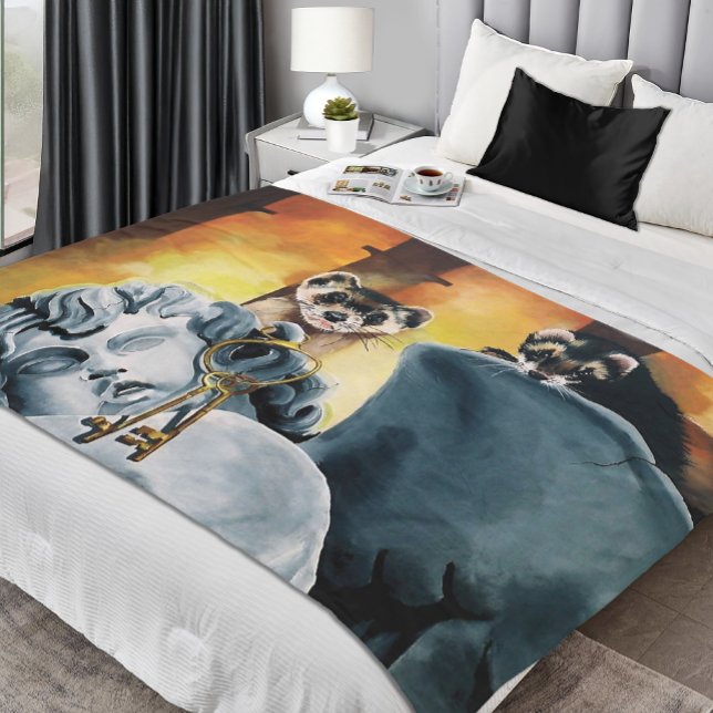 Cute Ferret Keys Cherub Fleece Blanket (Creator Uploaded)