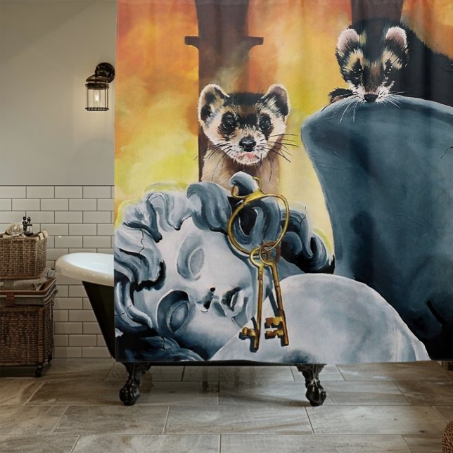 Cute Ferret Keys Cherub Shower Curtain (Creator Uploaded)