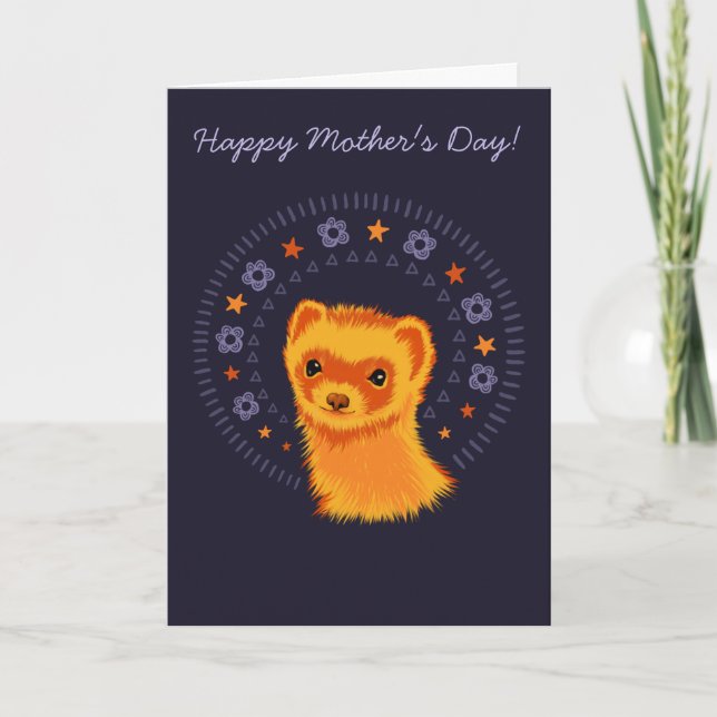 Cute ferret mum Mother's Day card (Front)