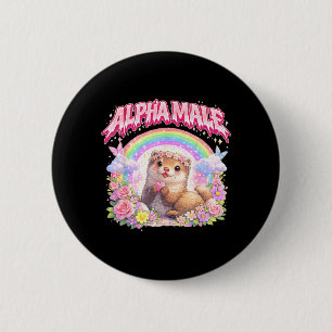 Cute Ferret Rainbow Floral Funny for Men Women Kid 6 Cm Round Badge
