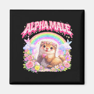 Cute ferret rainbow floral funny for men women kid magnet