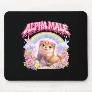 Cute ferret rainbow floral funny for men women kid mouse pad