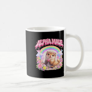 Cute Ferret Rainbow Floral Funny Gifts for Men Coffee Mug