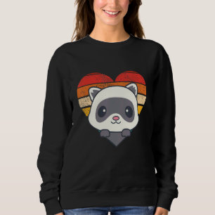 Cute Ferret Retro Heart Shape Vintage Sweatshirt