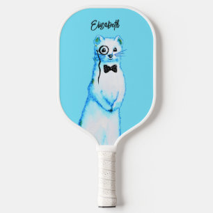 Cute Ferret Watercolor Funny Animal Name Pickleball Paddle