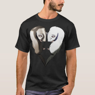 Cute Ferrets Couple Heart Valentines Day T-Shirt