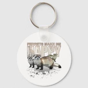 Cute Ferrets Make Me Happy Funny Pet Lover Key Ring