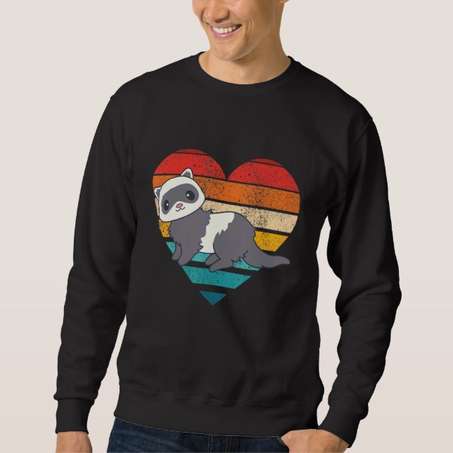 Cute Ferrets Retro Heart Shape Vintage Sweatshirt (Front)