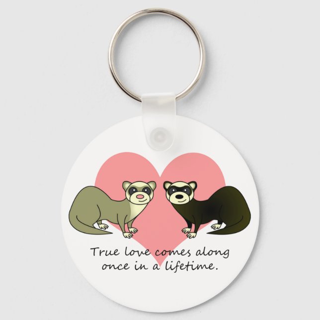 Cute Ferrets True Love Key Ring (Front)